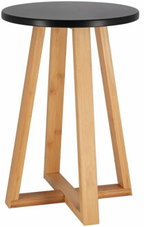 Bijzet krukje model Oslo - zwart - bamboe hout - D30 x H43 cm - bijzettafeltje
