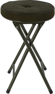 Bijzet krukje/stoel - Opvouwbaar - donkergroen Ribcord - D33 x H49 cm - Krukjes