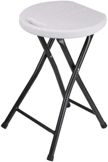 bijzet krukje/stoel - Opvouwbaar - wit/zilver - D30 x H45 cm - Krukjes