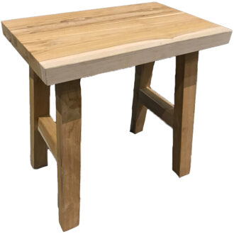 Bijzet krukje/tafeltje - lichtbruin - hout - 40 x 25 x 40 cm - plantentafel - zitten