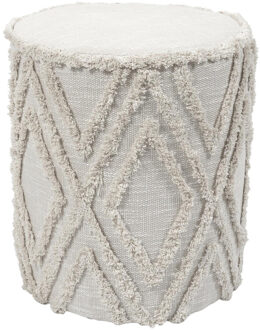 Bijzet poef Berber Mirage - naturel - MDF - 37 x 41 cm - Marokkaanse stijl
