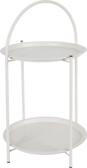 Bijzettafel 2 laags - wit - metaal - 40 x 66 cm