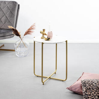 Bijzettafel 'Braxton' wit marmer