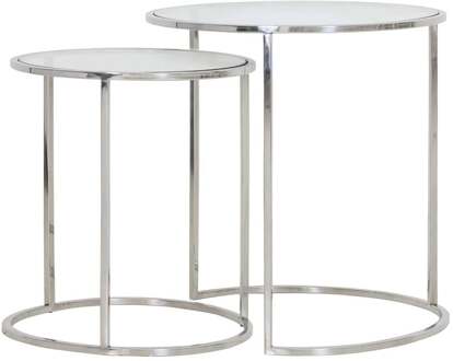 Bijzettafel Duarte - Nikkel - Ø40+Ø50cm Zilver