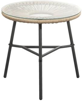 Bijzettafel Formentera - Naturel/antraciet - 50xØ50 Cm - Metaal/Kunststof - Beige