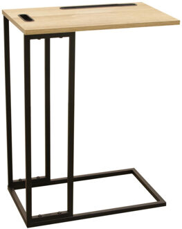 Bijzettafel - hout - metaal - H66 cm - met opbergvak