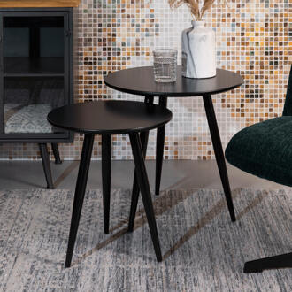 Bijzettafel 'Kevan' set van 2 stuks, kleur Zwart