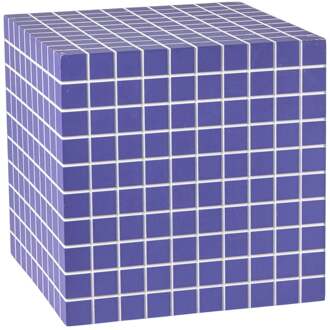 Bijzettafel kubus checks - paars - 30x30x30 cm