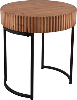 Bijzettafel - Livion Angi - Rond - Zwart Bruin - Metaal