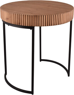 Bijzettafel - Livion Angi XL - Rond - Zwart Bruin - Metaal