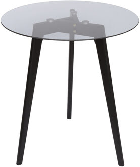 Bijzettafel - Livion Atol - Glazen blad - Rond - Zwart - Hout