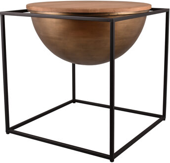 Bijzettafel - Livion Celin - Vierkant - 53x55x53cm - Zwart/Bruin - Metaal/Hout