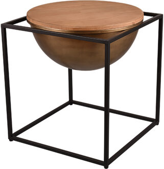 Bijzettafel - Livion Elina - 53x53cm - Zwart - Metaal - Hout