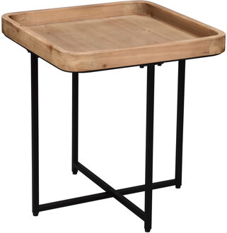 Bijzettafel - Livion Jayjay - Houten blad - Vierkant - Zwart - Metaal
