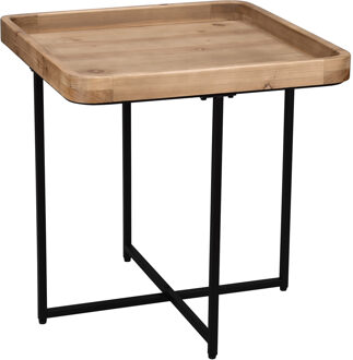 Bijzettafel - Livion Jayjay XL - Houten blad - Vierkant - Zwart - Metaal
