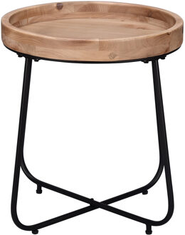Bijzettafel - Livion Jin - Houten blad - Rond - Zwart - Metaal