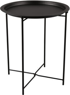 Bijzettafel - Livion Oliva - 43cm - Rond - Zwart - Metaal