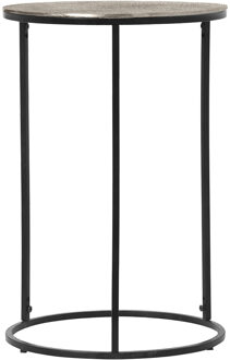 Bijzettafel - Livion Pado Hoog - Rond - 41cm - Zwart/Zilver - Metaal