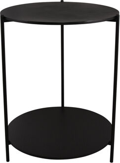 Bijzettafel - Livion Pina - Rond - 48cm - Zwart - MDF/Metaal
