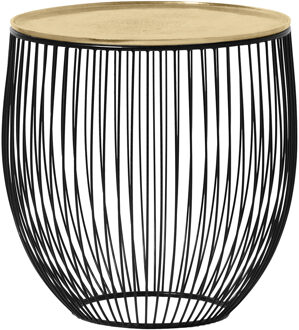 Bijzettafel - Livion Rana - Rond - 42cm - Zwart/Goud - Metaal