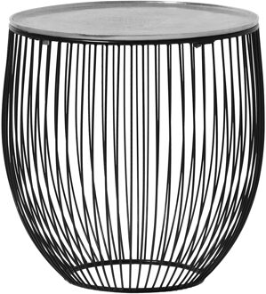 Bijzettafel - Livion Rana - Rond - 42cm - Zwart/Zilver - Metaal