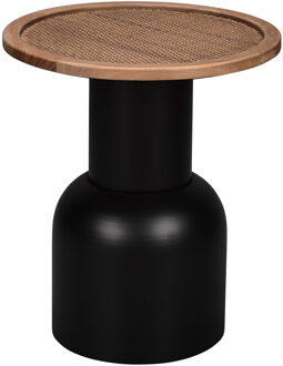Bijzettafel - Livion Rondo XL - Houtenblad - Zwart - Metaal