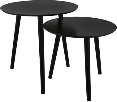 Bijzettafel set - Livion Nirvana - Set van 2 - Rond - Zwart - Metaal - MDF