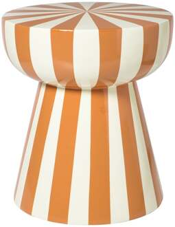 Bijzettafel stripes - beige/oranje - ø40x45 cm