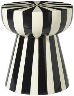 Bijzettafel stripes - beige/zwart - ø40x45 cm