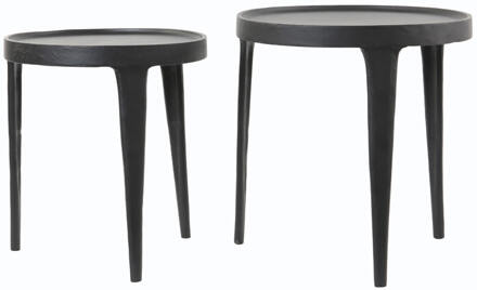 Bijzettafel Tobias - Zwart - Ø43+Ø37cm