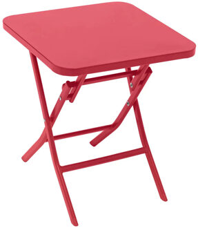 Bijzettafel/tuin tafel Oase - metaal - rood - 40 x 40 x 45 cm - voor buiten - inklapbaar