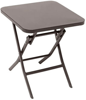 Bijzettafel/tuin tafel Oase - metaal - taupe - 40 x 40 x 45 cm - voor buiten - inklapbaar