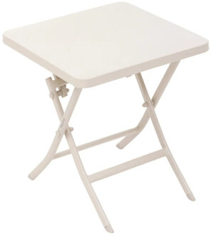 Bijzettafel/tuin tafel Oase - metaal - wit - 40 x 40 x 45 cm - voor buiten - inklapbaar