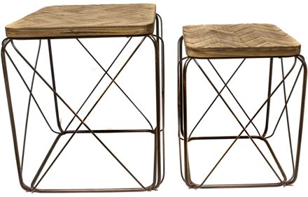 Bijzettafel Waved Vierkant, set van 2