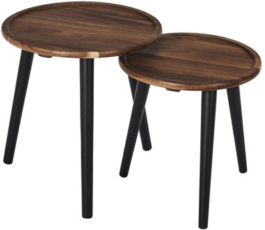 Bijzettafels - 2x stuks - rond - acacia hout