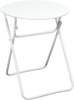 Bijzettafeltje Catane - metaal - wit - 47 x 42 cm - voor tuin - buiten - opvouwbaar