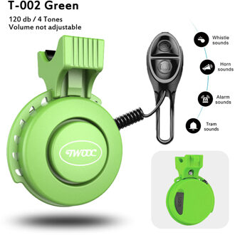 Bike Bell Opladen Luidspreker Usb Opgeladen Mini Elektrische Fiets Hoorn 4 Modi Fietsen Elektrische Fiets Accessoires Voor Scooter, Mtb T-002 groen