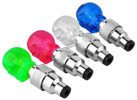 Bike Tire Valve Caps Valve Lgiht Tyre Tire Valve Caps Wheel Spoke Skull Diamond Shape LED Light MTB Bike Cycling Accessories