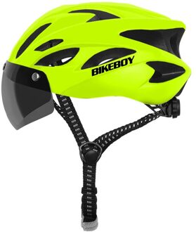 Bikeboy Fietsen Helm Met Bril Ultralight Mtb Fietshelm Mannen Vrouwen Mountain Road Casco Sport Specialiced Fietshelmen groen 1 lens