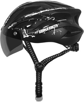 Bikeboy Fietsen Helm Met Bril Ultralight Mtb Fietshelm Mannen Vrouwen Mountain Road Casco Sport Specialiced Fietshelmen zwart wit 1 lens