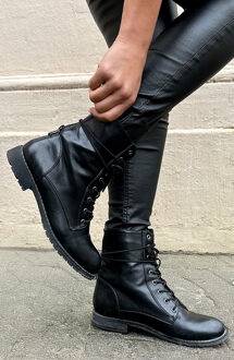 Biker Buckle Zip Boots Zwart