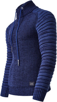Biker Chunky trui met hoge kraag Blauw - L