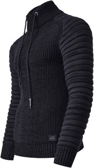 Biker Chunky trui met hoge kraag Zwart - XL