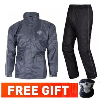 Biker Regenjas Motocross Motorfiets Pak Mannen Regenjas Waterdichte Jas Regenbroek Pak Biker Regenjas Gear Reflecterende Mantel SKJ-802 grijs / Xl