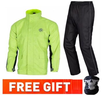Biker Regenjas Motocross Motorfiets Pak Mannen Regenjas Waterdichte Jas Regenbroek Pak Biker Regenjas Gear Reflecterende Mantel SKJ-802 groen / M