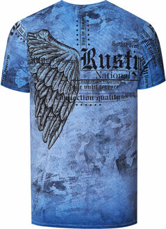 Biker T-shirt met all-over print Blauw - 3XL