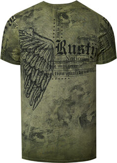 Biker T-shirt met all-over print - maat M Kaki