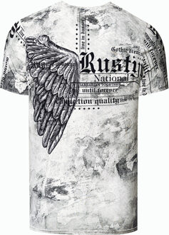 Biker T-shirt met all-over print - maat S Wit