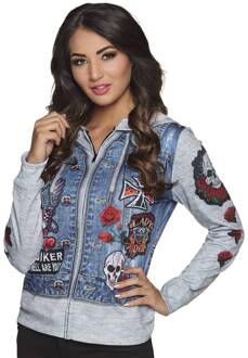 Biker vest met capuchon voor vrouwen - Large - Volwassenen kostuums