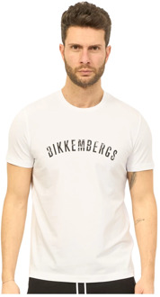Bikkembergs Witte Katoenen Ronde Hals Logo T-shirt Bikkembergs , White , Heren - 2Xl,Xl,L,M,S,3Xl